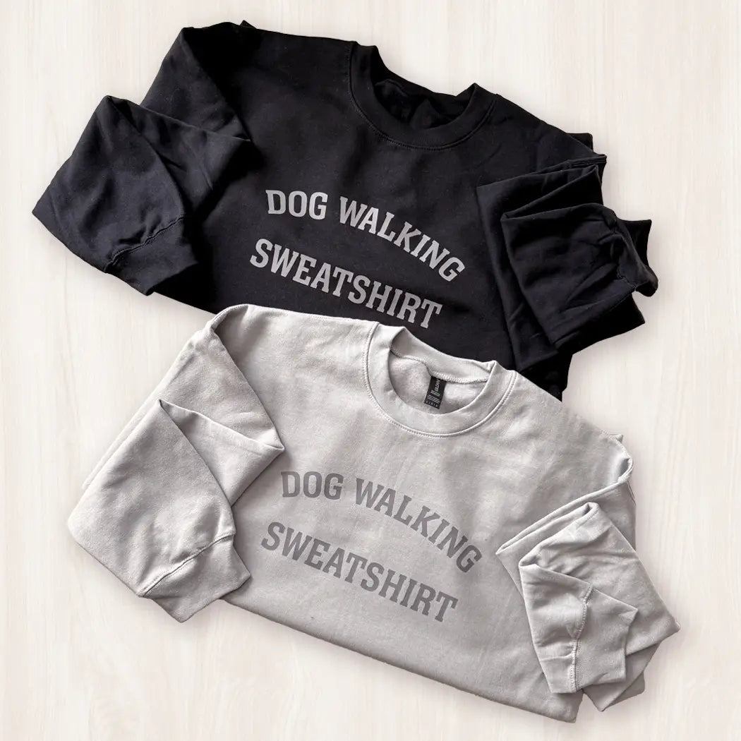 Dog Walking Crewneck Sweatshirt - Black