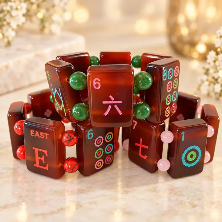 Faux Tortoise Shell Mah Jongg Tile Bracelet