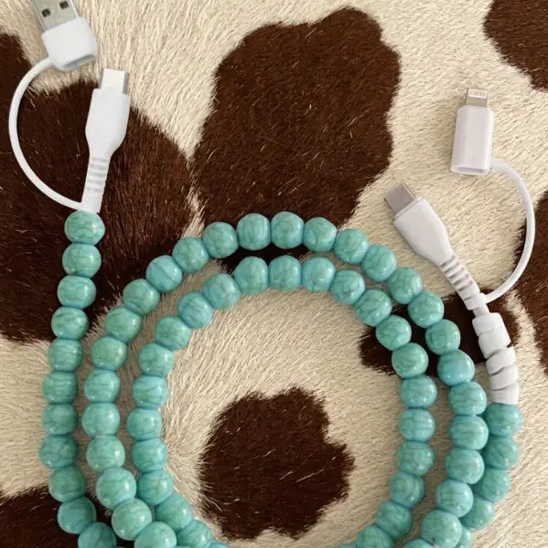Turquoise Beaded Charging Cord