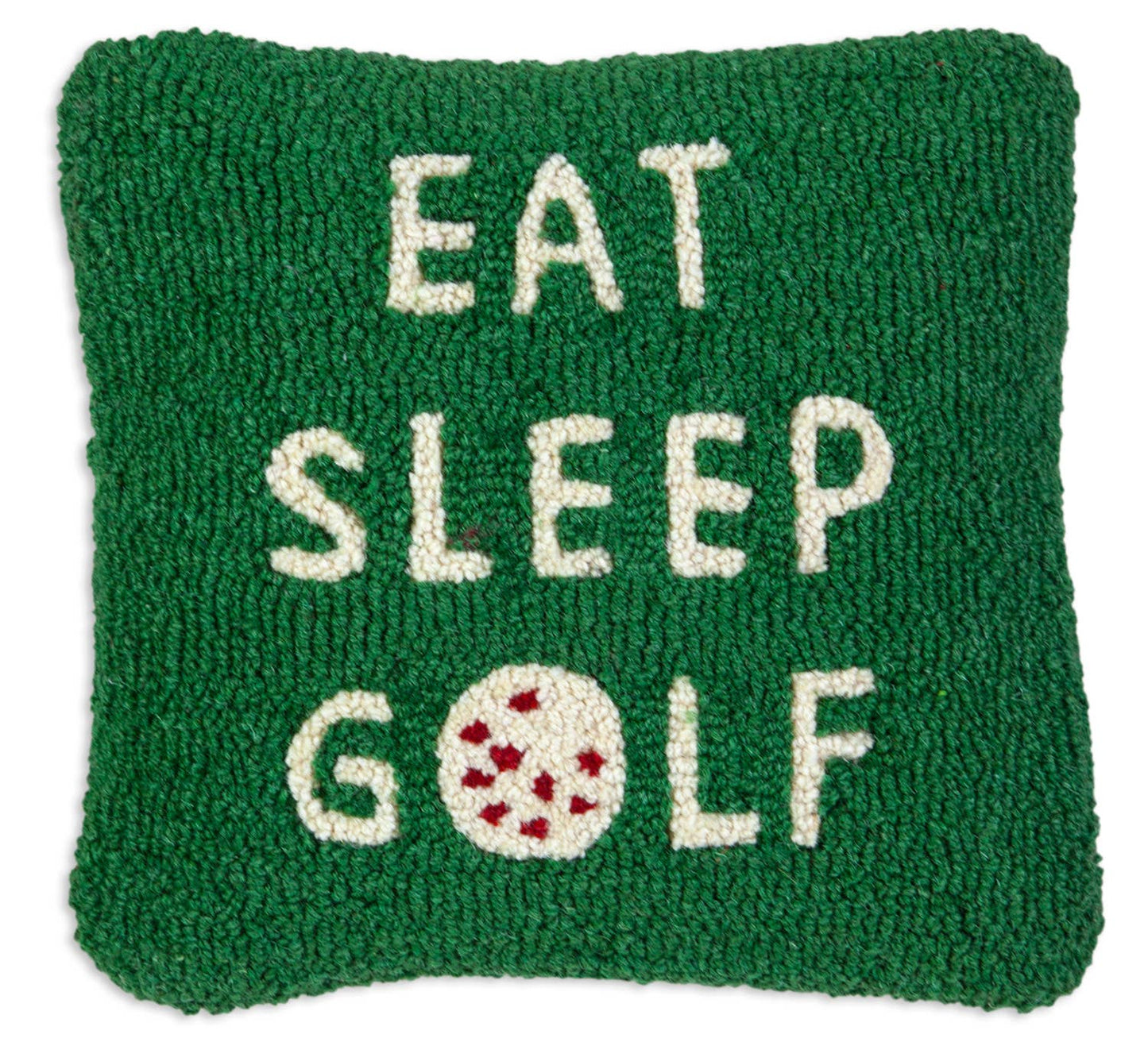 Eat Sleep Golf 14"x14" Hooked Wool Pillow
