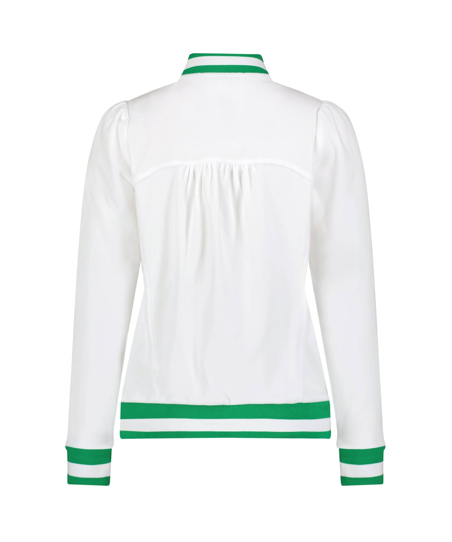 Dynasty Jacket: Bright White with Kelly Green Stripe