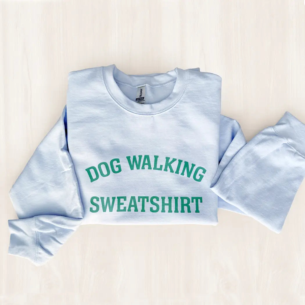 Dog Walking Crewneck Sweatshirt - Light Blue
