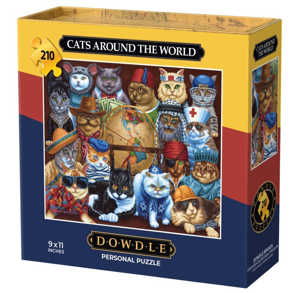Boardwalk Puzzle Company - Cats Around the World - Personal Puzzle - 210 Piece