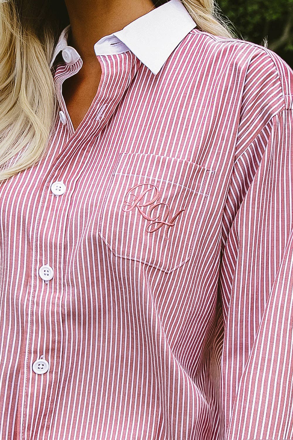 Recreational Habits - Martha Shirt in Maroon with Contrast Collar: M