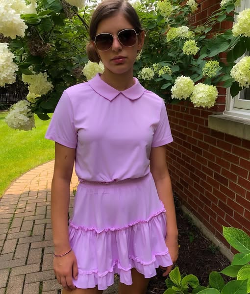 Short Sleeve Tiered Dress - Lilac