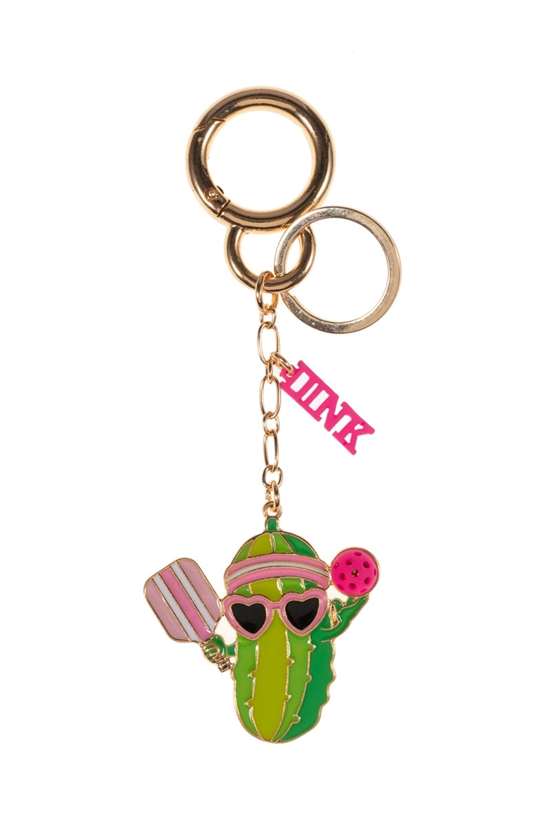 Hot Pink Pickleball Pickle Bag Charm and Keychain Keychain