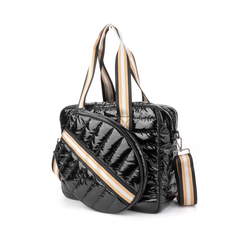 The Brooke | Tennis Puffer Duffel Sport Bag - Black