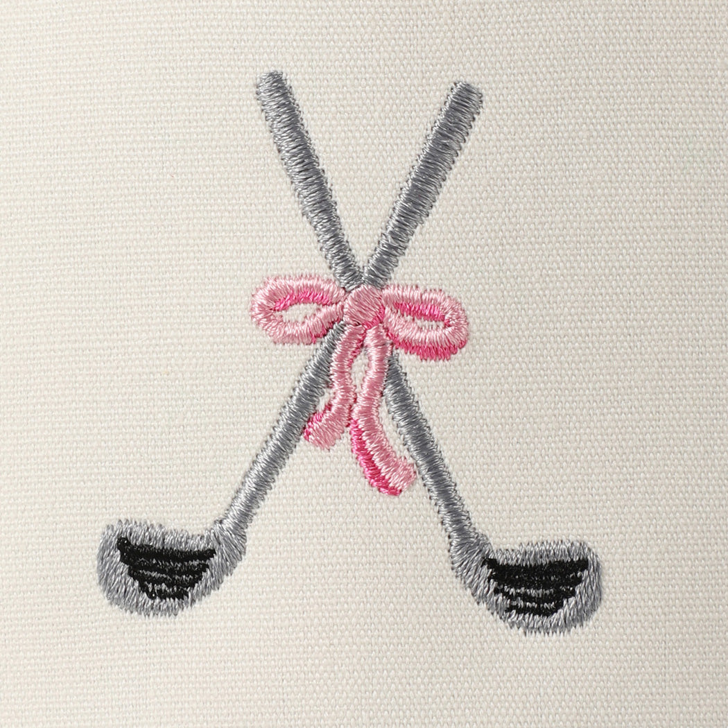 Pink Golf Clubs with Ribbon Embroidered Trucker Hat
