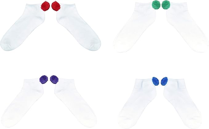 Lowcut Pom-Pom Performance Socks - SOLD INDIVIDUALLY (red, purple, royal avail)
