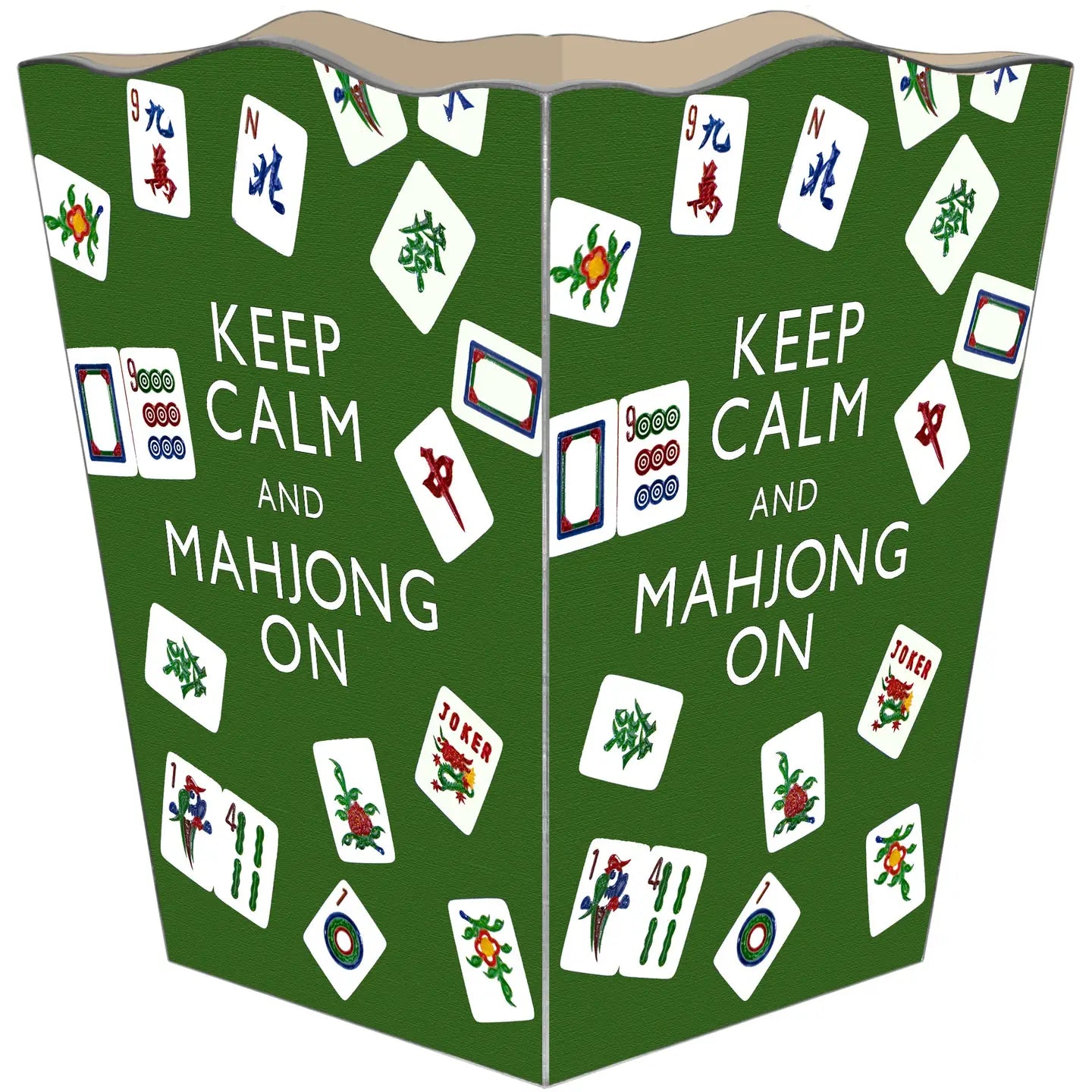Keep Calm and Mahjong On Wastepaper Basket - Green