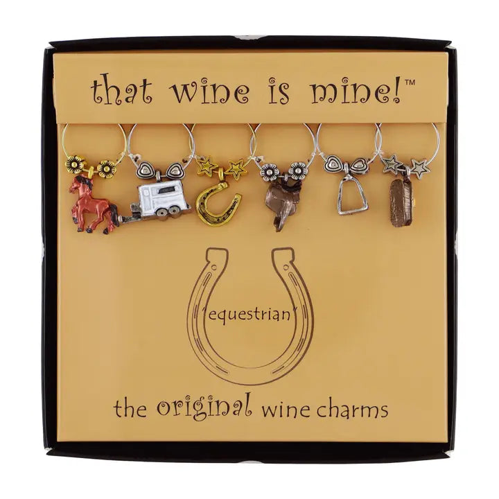 6-Piece Equestrian Painted Wine Charms
