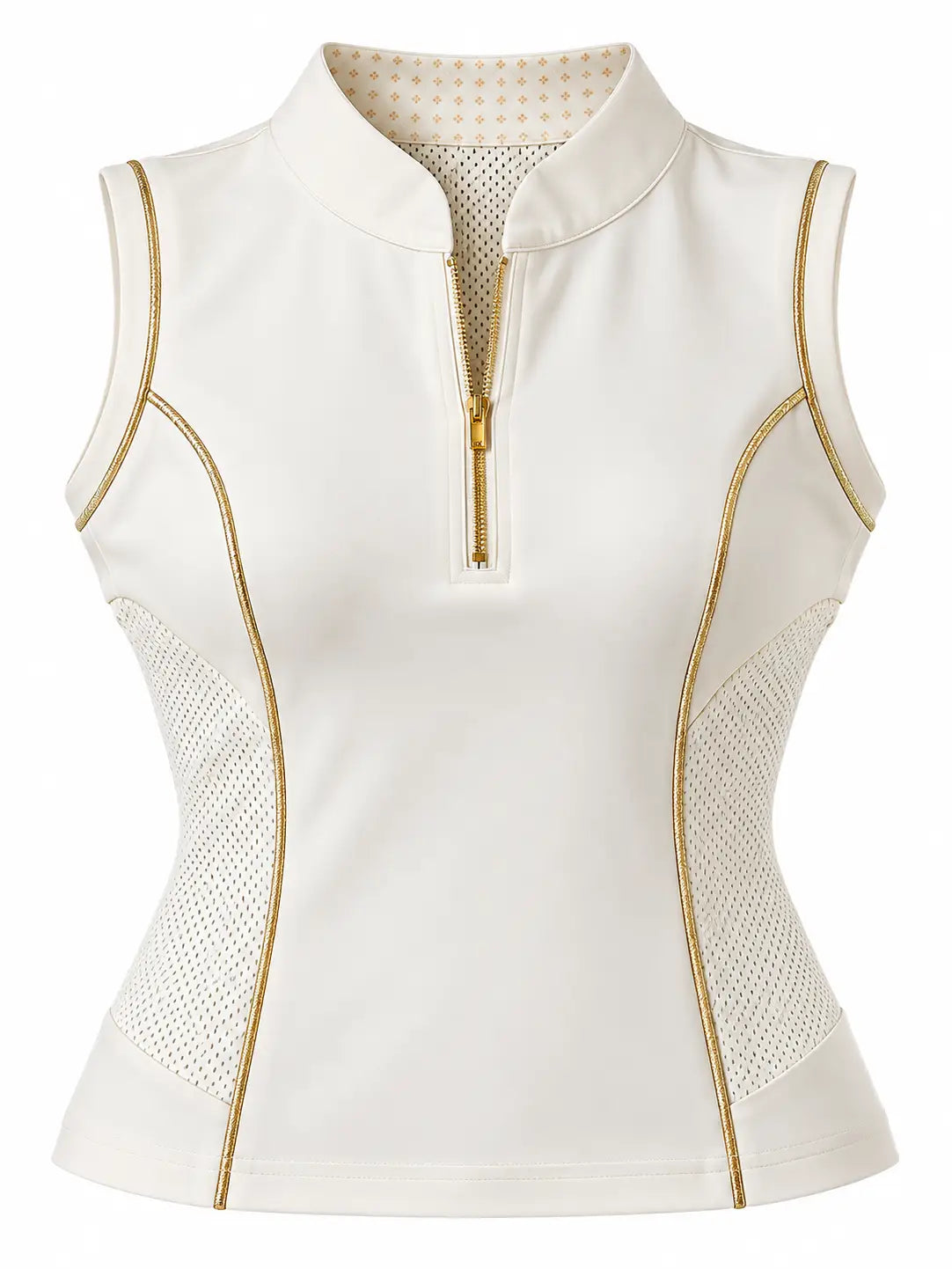 Camille Sleeveless Polo (Ivory / Champagne Gold)