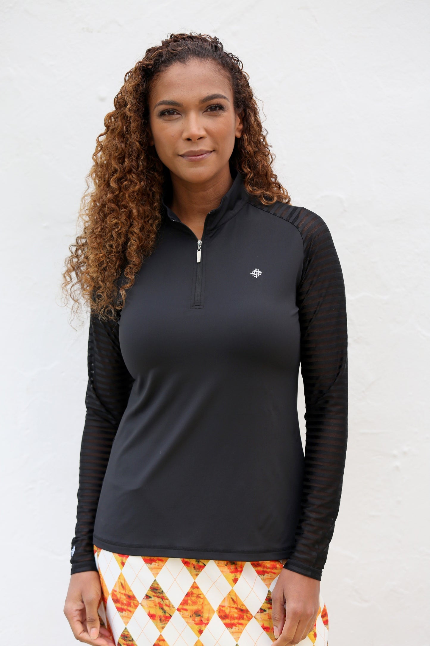 LADDER Design / Sheer Long Sleeve Golf Shirt - BLACK