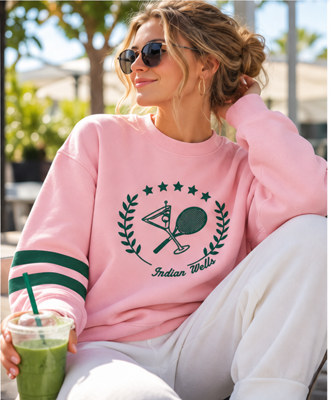 Indian Wells Martini Tennis Sweatshirt - Soft Pink