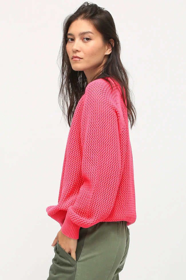 Chloe Cotton Sweater - Hot Pink