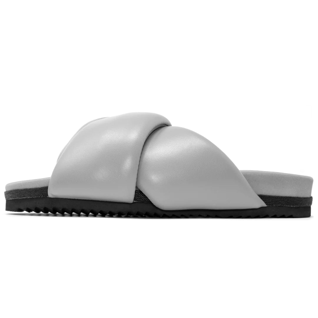 ROAM X THE GRATEFUL GARDENIA FOLDY PUFFY SANDALS GREY VEGAN LEATHER
