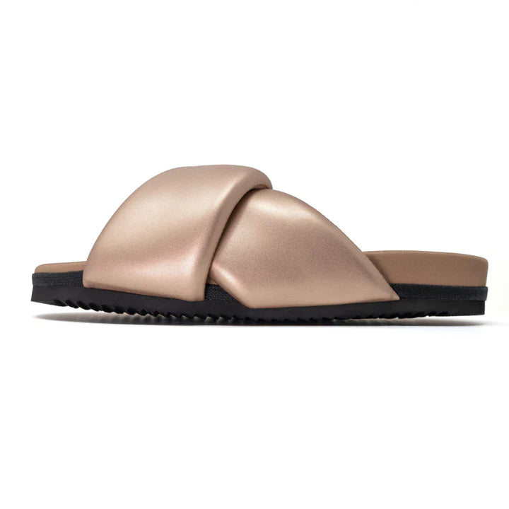 ROAM FOLDY PUFFY SANDALS ROSEGOLD VEGAN LEATHER