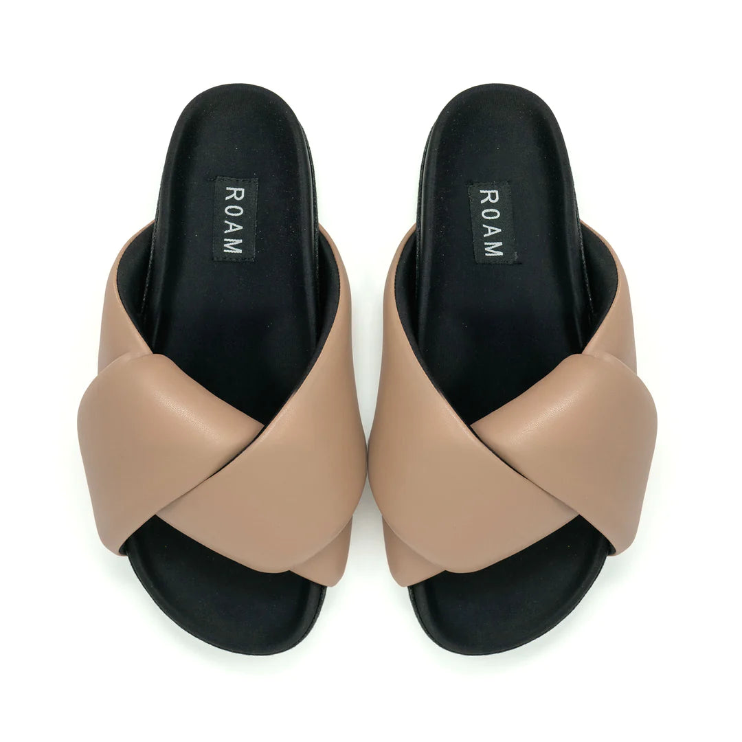 ROAM FOLDY PUFFY SANDALS NUDE VEGAN LEATHER