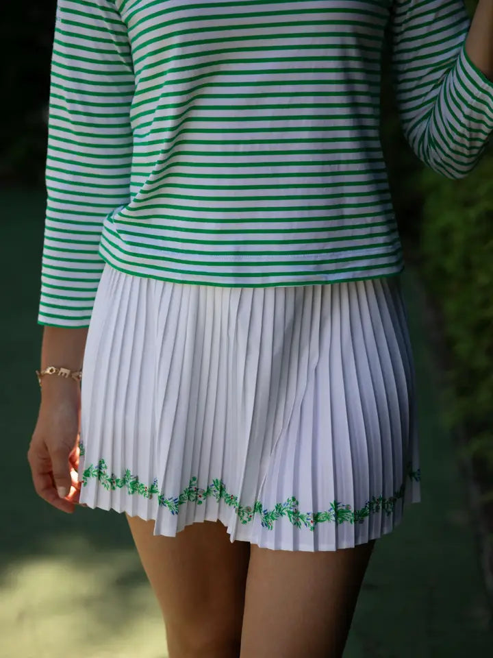 Heritage Tee Shirt - Bright White with Kelly Green Trim