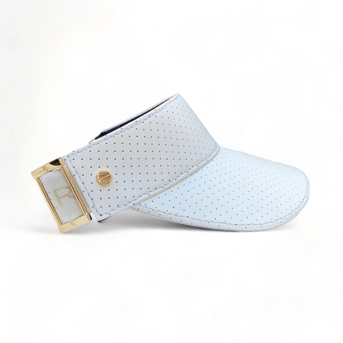 The Visor - White Leather & Gold