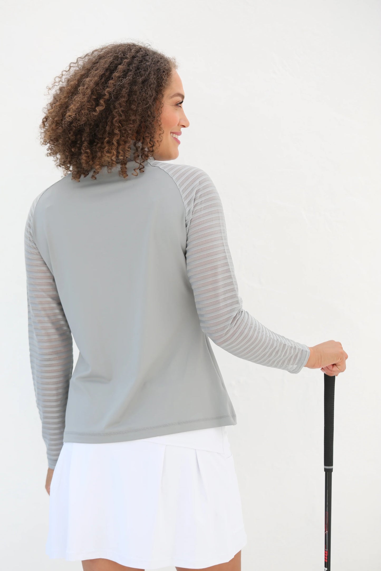 Dove - Women's Sheer Long Sleeve Golf Shirt (Ladder Design)