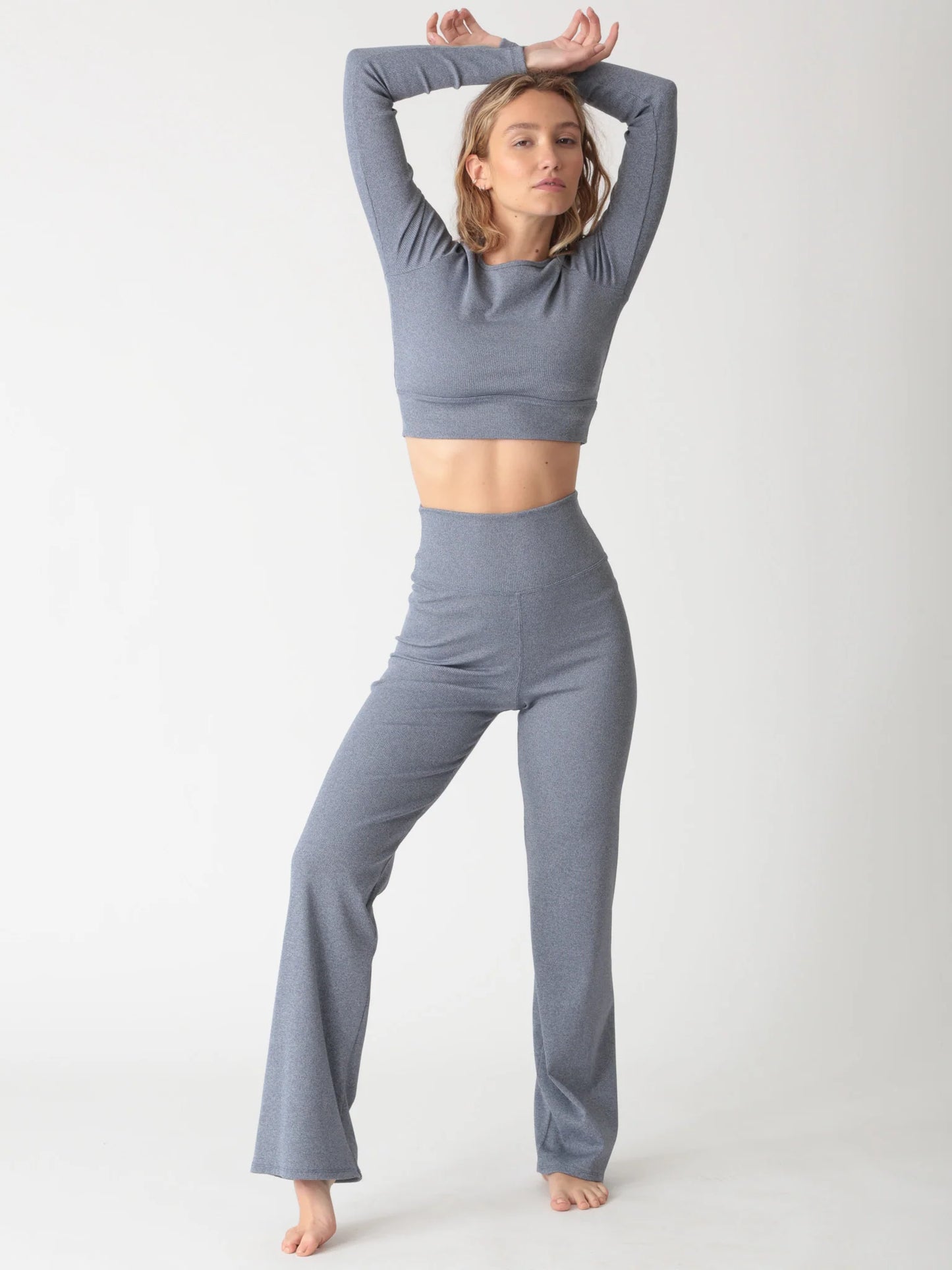 Kennedy L/S Top-Rib Stone Blue