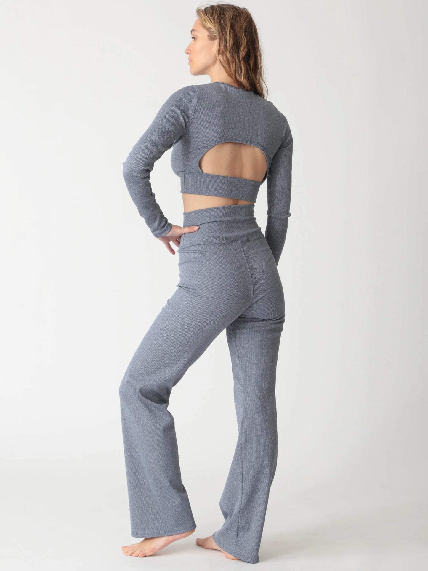 Kennedy L/S Top-Rib Stone Blue