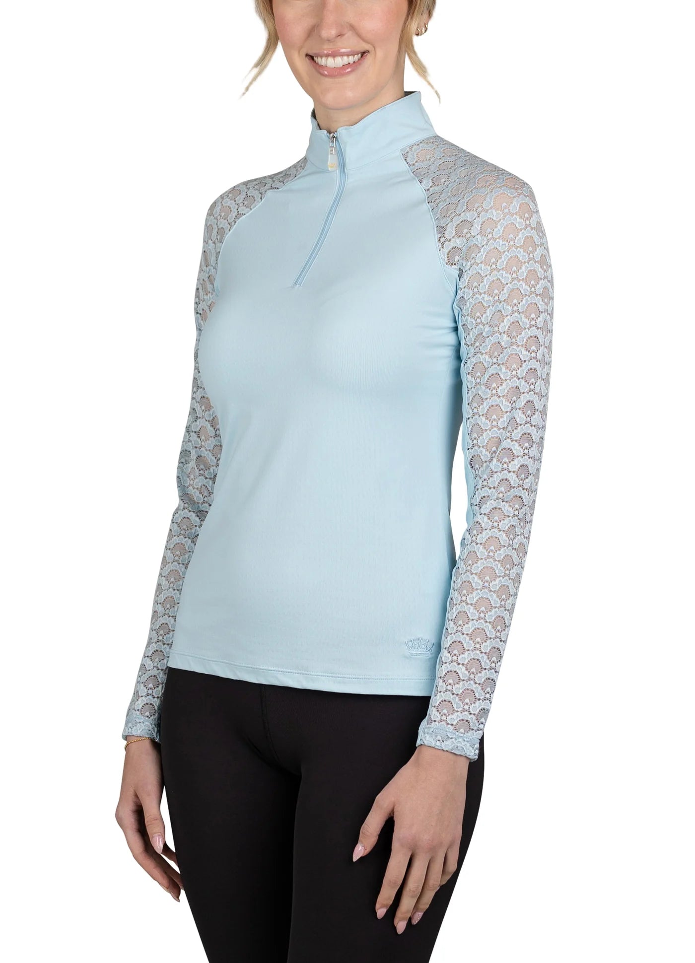 1/4 Zip Raglan Long Sleeve - Light Blue