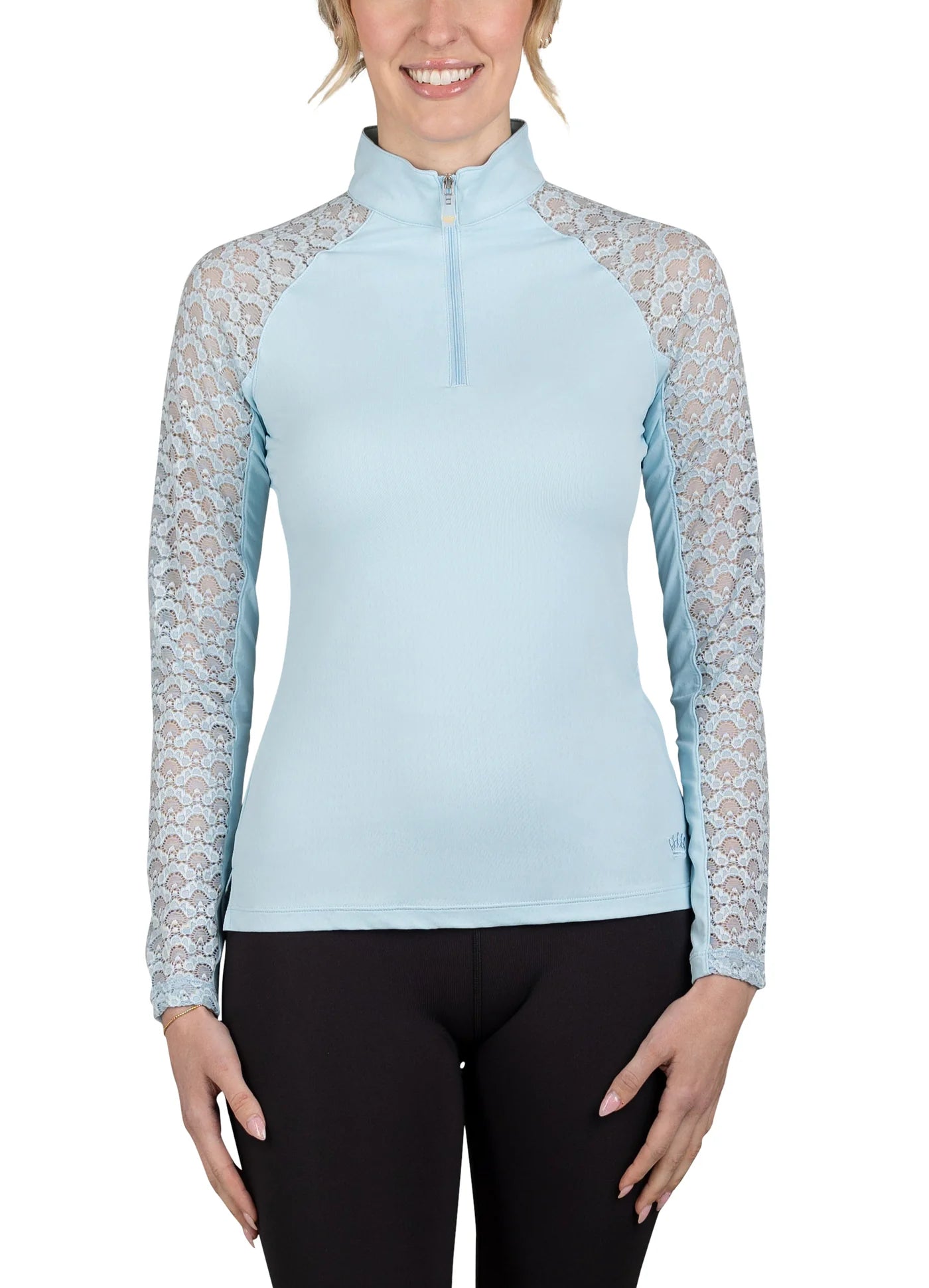 1/4 Zip Raglan Long Sleeve - Light Blue