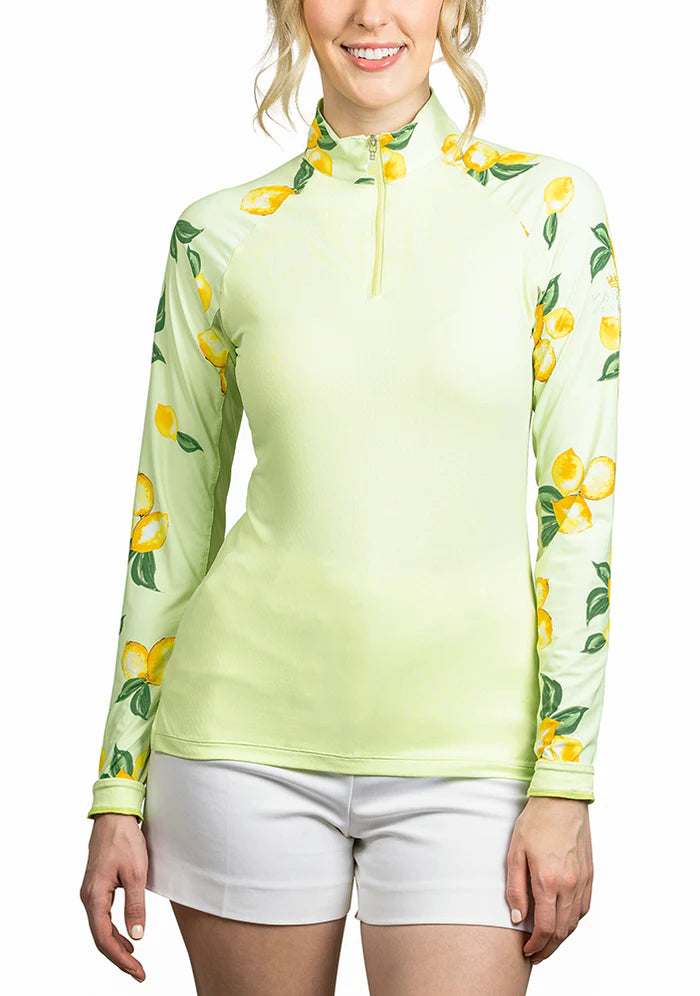 1/4 Zip Raglan Long Sleeve - Lemon Lime