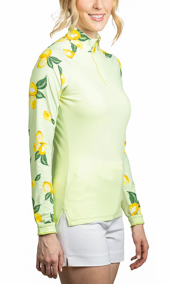 1/4 Zip Raglan Long Sleeve - Lemon Lime