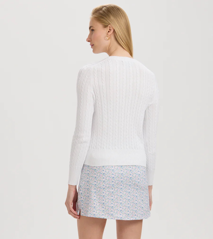 Mini Cable Crewneck Sweater - White