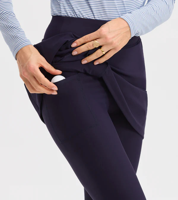 NEW Pleat Back Skirted Legging - Navy