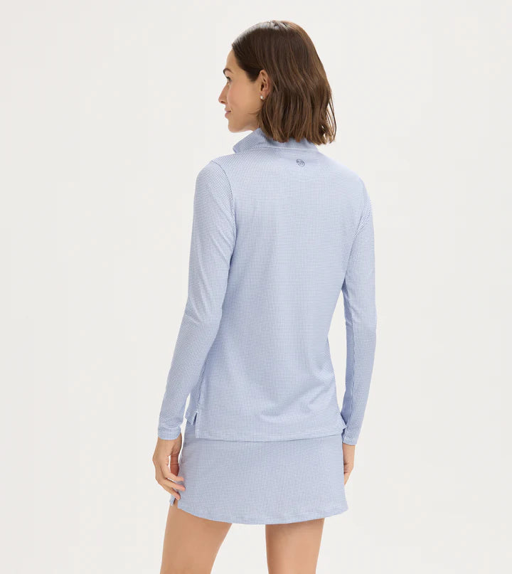 Mini Gingham Quarter Zip - Periwinkle Gingham