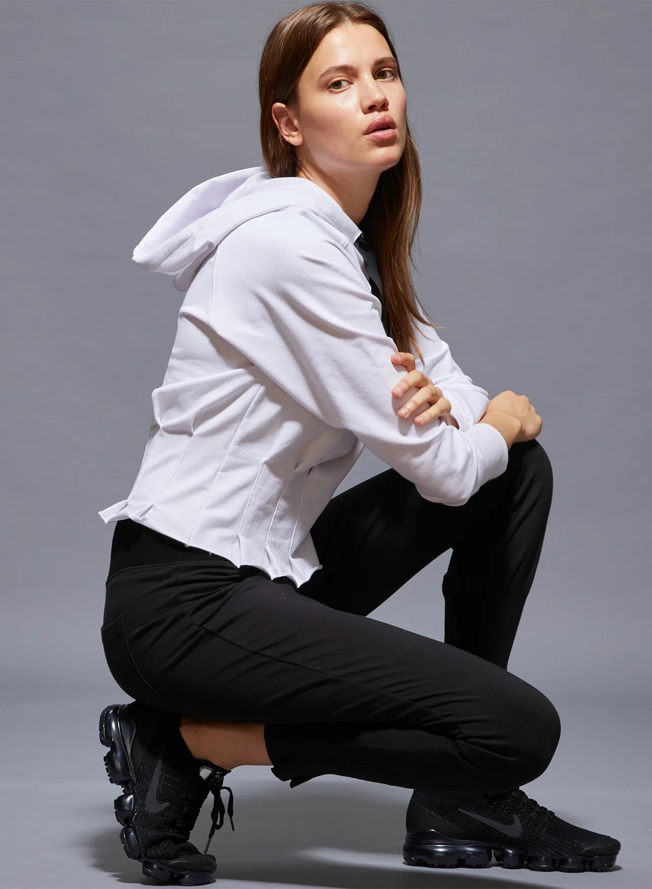 Pleated Hoodie by Urban Savage - White