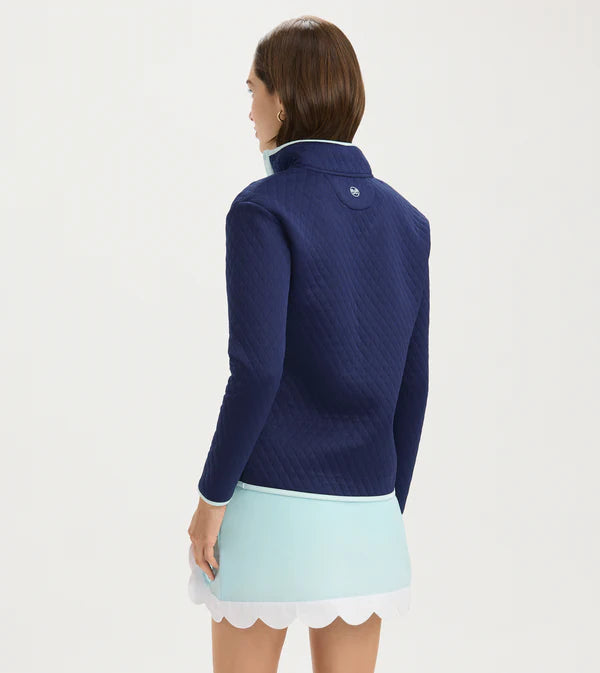 Quilted Snap Mock - Blue Depths