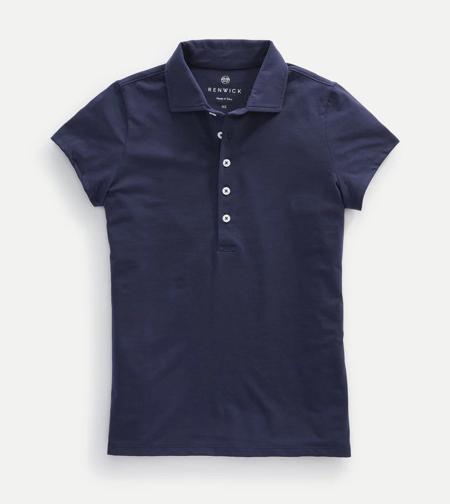 Solid Short Sleeve Stretch Polo - Navy
