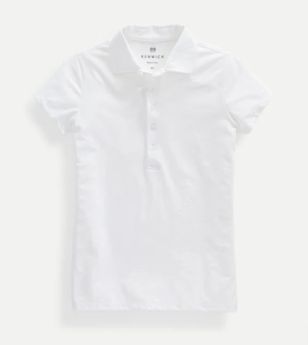 Solid Short Sleeve Stretch Polo - White
