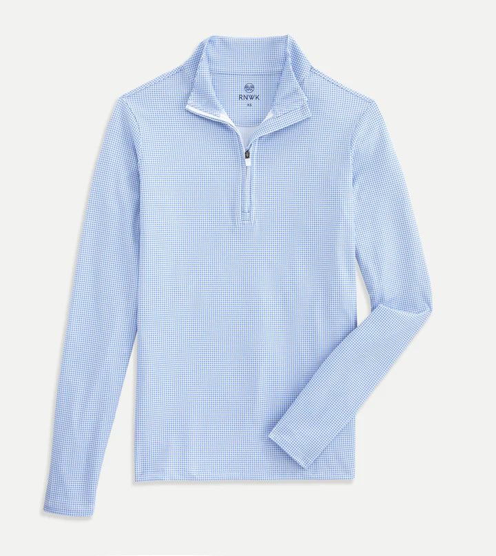 Mini Gingham Quarter Zip - Periwinkle Gingham