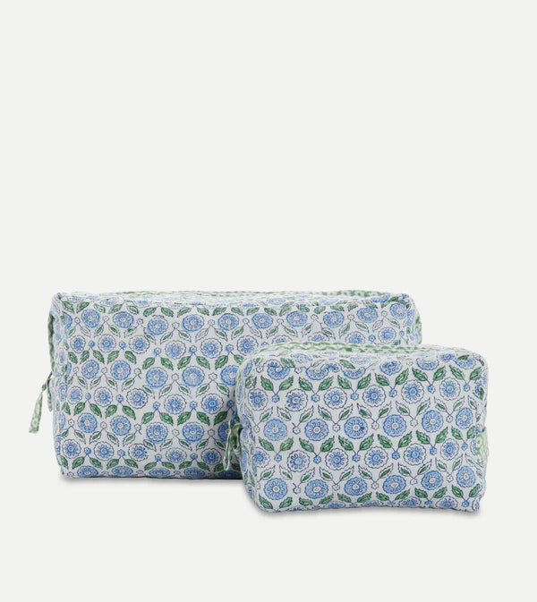 Quilted Block Print Makeup Bags