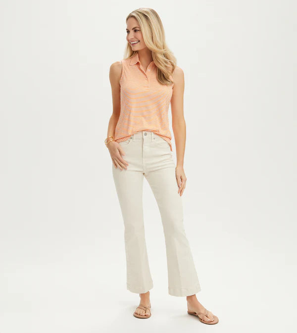Sleeveless Polo - Tangerine White