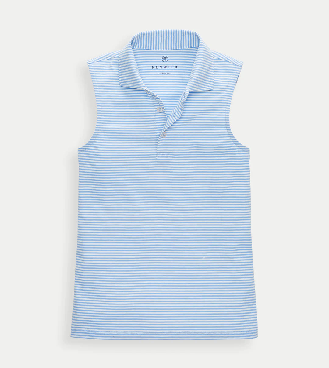 Sleeveless Polo - Periwinkle White