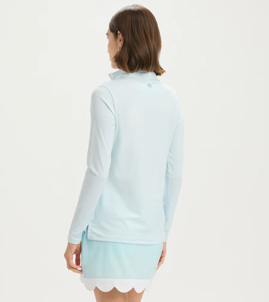 Striped 1/4 Zip - Quiet Tide White