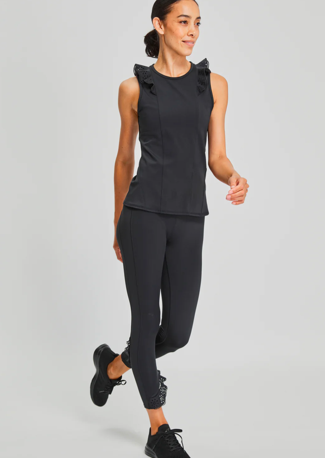 Ruffle Legging by Urban Savage - Black Eyelet