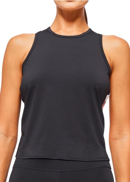 Crisscross Sleeveless Top - Black/Dusty Rose/Pewter
