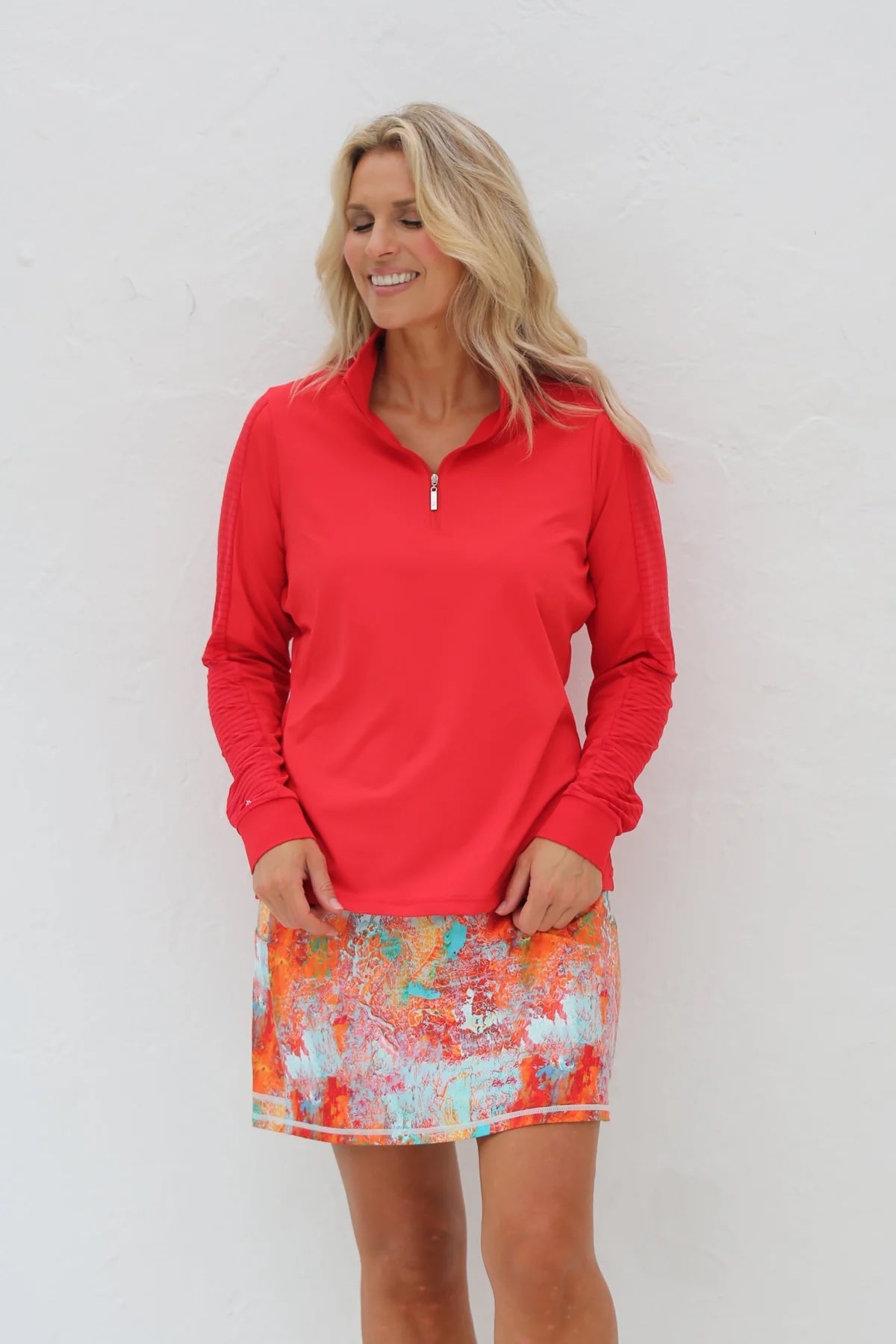 Cherry - Women's Sheer Long Sleeve Golf Shirt (Ladder Design)