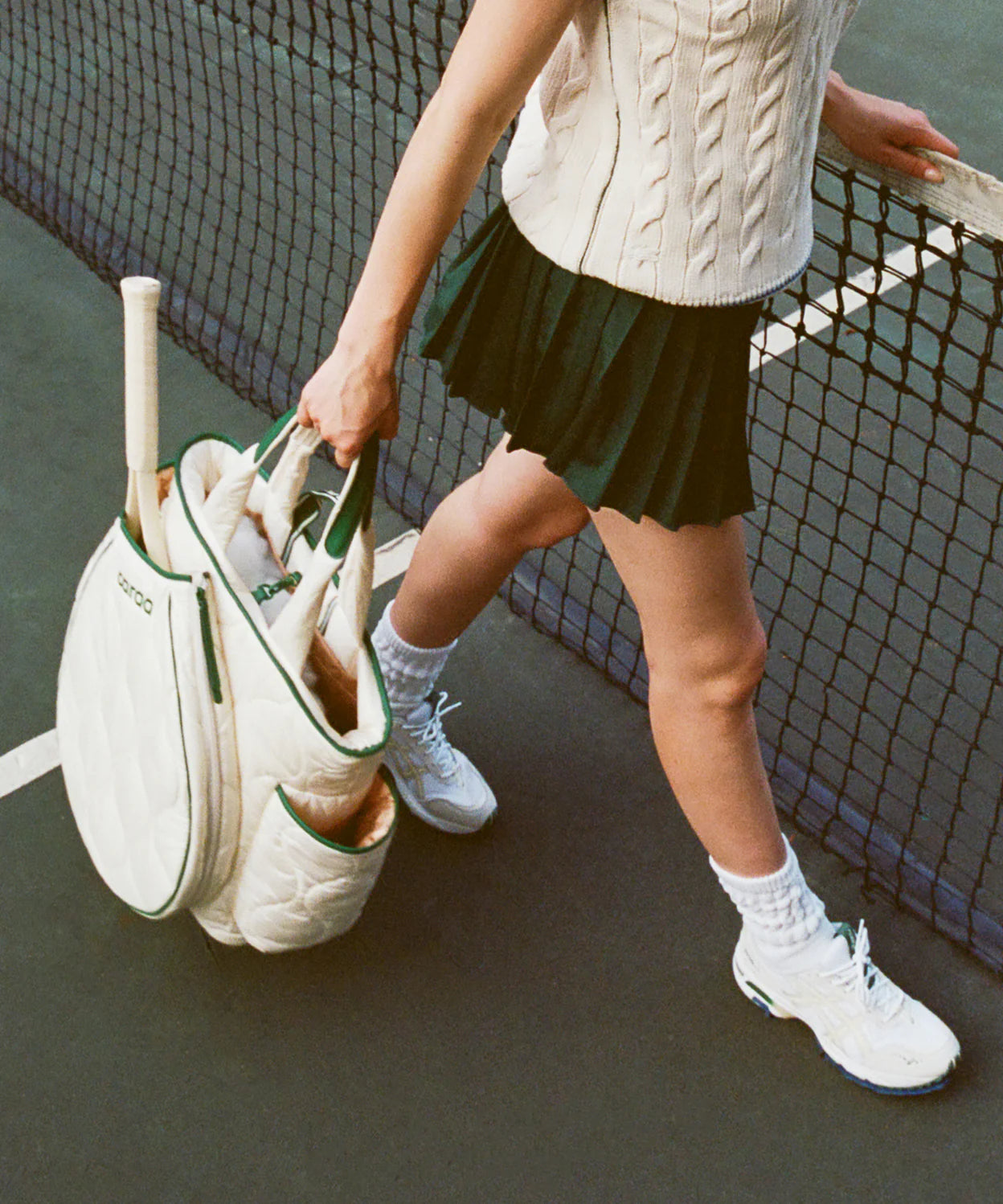 Quilted Tennis Backpack Tote in Ivory