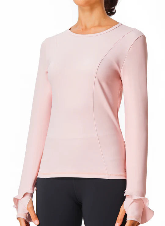 Ruffle Long Sleeve Top by Urban Savage - Rosewood