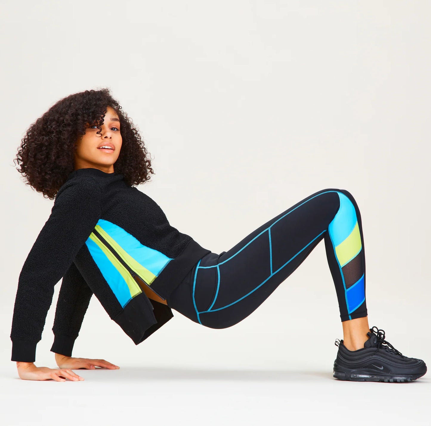 Blocked Legging by Urban Savage - Black / Azure / Lime