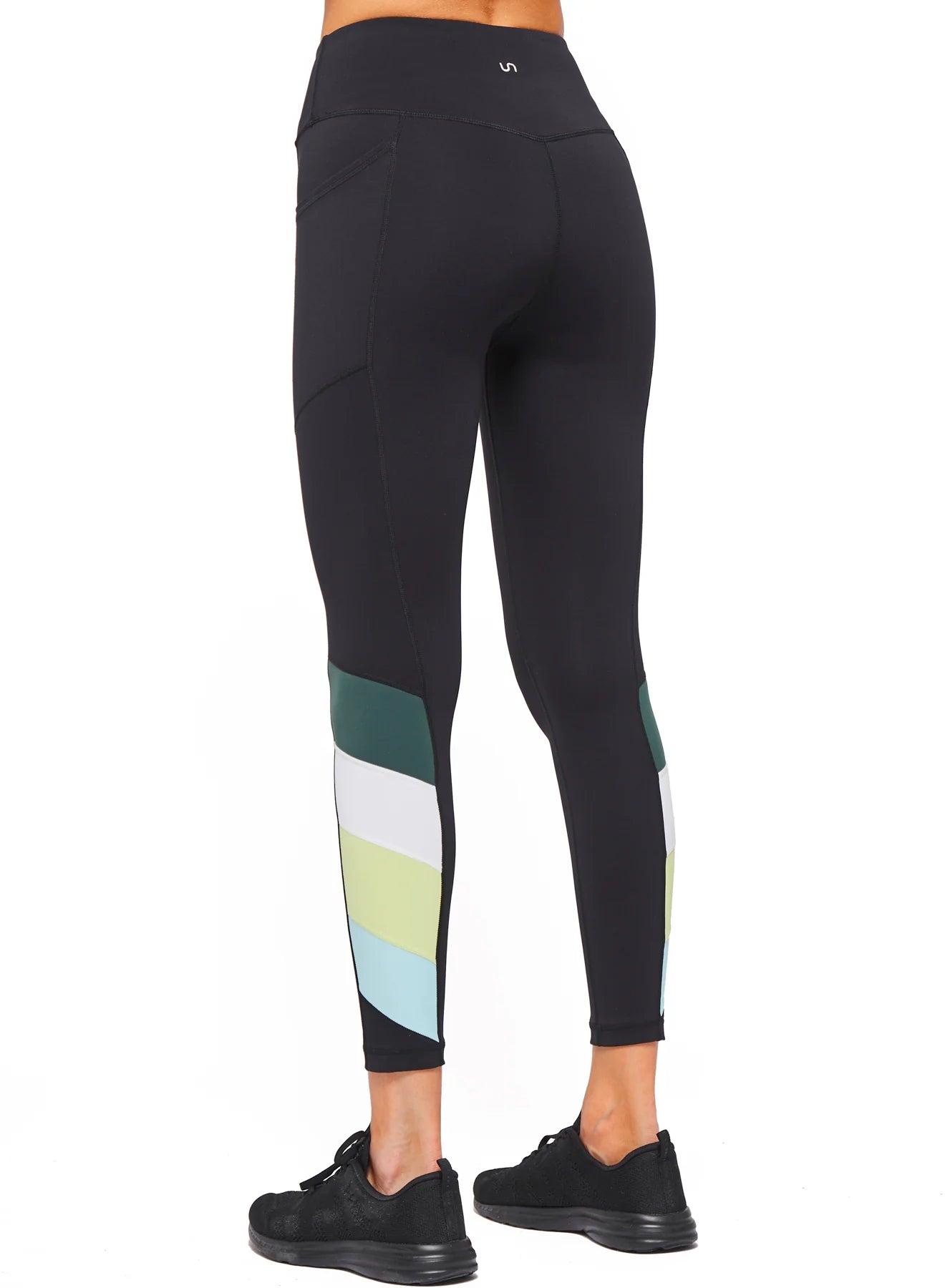 Blocked Legging - Black/Moss/Sky